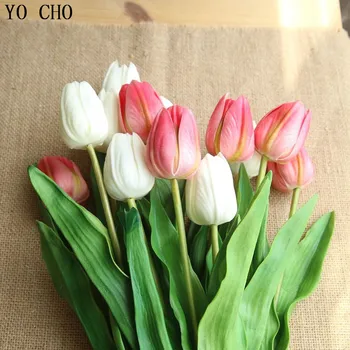 YO CHO 3pcs Dirbtinės Gėlės Aukštos Kokybės PU Tulpių Netikrą Gėlės, Puokštės, Vestuvių Namų, Sodo Dekoro Festivalis Šaliai Dekoro