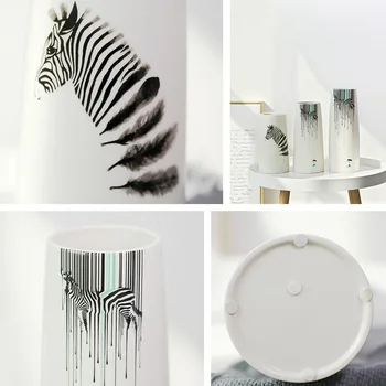 Šiaurės minimalistinis namų reikmenys zebra keramikos vaza, apdaila, apdailos modelio kambario apdaila, gyvenamasis kambarys, TV spintelė deco