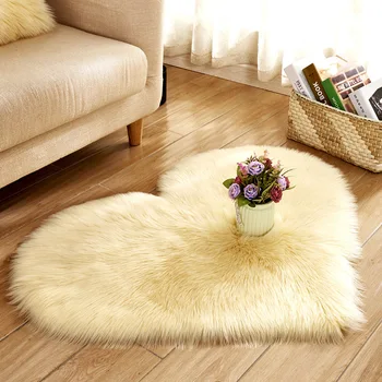 Širdies formos pliušinis kilimų dirbtinės vilnos kilimėlis kambarį coffee table bay lange kilimėlis vaikų kambaryje pūkuotas minkštas dekoratyvinis kilimėlis