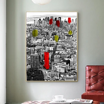 Šiuolaikinės New York Londono Miesto Vaizdą Sienos meno Raudona Kraštovaizdžio Plakatai ir grafika Juoda Ir Balta Nuotraukas Kambarį Namų Dekoro