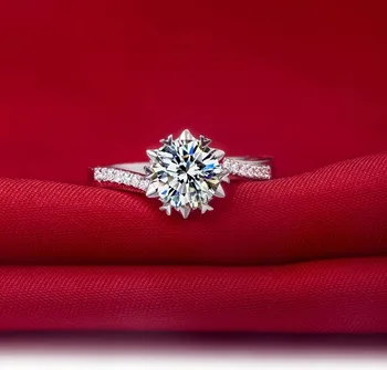 1CT Puikus Snaigės Žiedas Pusiau Snaigės Papuošalai Sidabro Moterims Vestuvinis Žiedas 18K Baltu Auksu Nuotakos Žiedas