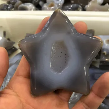 1pcs Kvarco kristalo star Natūralus agatas brangakmenio žvaigždė su geode heaing