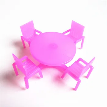 1Set(4 Kėdės+1 Stalas) Rožinė Darželio Kūdikio Kėdė Desk Girl Lėlių Namas Lėlių namelio Baldai, Žaisti Žaislų Namai