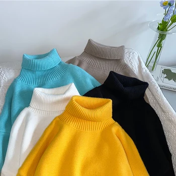 2020 Korėjos Stiliaus Megztinis Golfo Hip-Hop Mados Porą Drabužių Rudens-Žiemos Kpop Negabaritinių Megztinis Moterims Streetwear