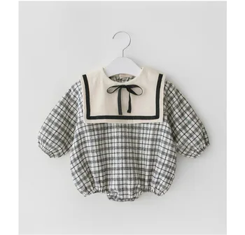 2020 m. pavasarį Baby Girl Bodysuits naujas pledas ilgomis rankovėmis leotard baby baby laipiojimo drabužius Bodysuit karinio jūrų Laivyno vėjas