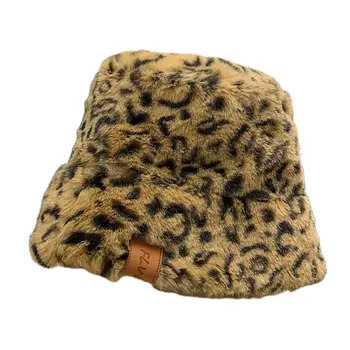 2020 Moterų Žiemos Pūkuotas Pliušinis Kibiro Kepurę, Leopardas Spausdinti Harajuku Šiltas Žvejo Kepurė