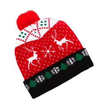 2020 Naują Kalėdų Švyti Skrybėlę Bamblys Baby berniukas ir Mergaitė Skrybėlę Bžūp Kalėdų Senelio Elnias Megzti Šiltas Žėrintis Kepurės