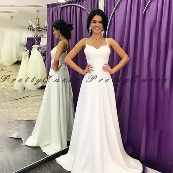2020 Paprasta Bohemijos Balta Vestuvinė Suknelė Spageti Dirželis Moteris Ilgai Valyti Traukinio Linija, Nuotakos Suknelės Oficialią Vestido De Noiva