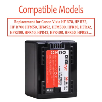 2vnt BP-727 BP727 Baterija + LCD USB Kroviklis skirtas Canon Vixia HF R70 HF R72 HF R700 HFR30 HFM50 HFM500 HFR50 HFR500 HFR60 HFR600