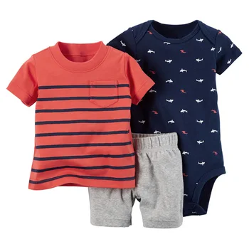 3 Gabalus Rinkiniai Naujagimį Berniuką drabužių stiliaus marškinėliai+Bodysuit+ Kelnės Kūdikiams Krapinėjimas Baby girl drabužių rinkinys