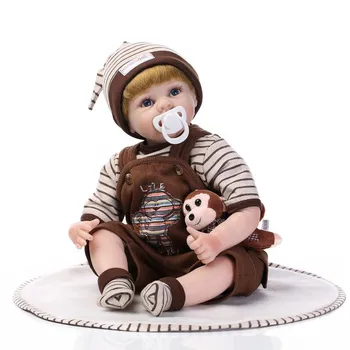 55cm Minkštas Kūno Silikono Reborn Baby Doll Žaislas šviesūs plaukai, balta oda lėlės netikrą kūdikiams, kūdikių, vaikų gimtadienio dovanos