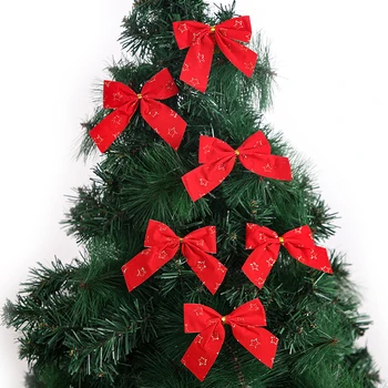 6Pcs/Pak Mažas Kalėdų Lankas Raudoną Dovanų Bowknot Kalėdų Eglutės papuošalus Kalėdų Ir Naujųjų Metų Dekoracijas, Vestuvių Lankai Amatai