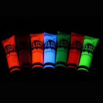 7Pcs 25ml Švyti UV Lempos Šviesos Veido Kūno Dažai Neon Liuminescencinės Pigmento F3MF