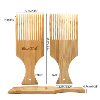 Anti-static Bambuko Plaukų Pasiimti Šukos Galvos Masažas Platus Danties Medžiaga Šukos Afro 28TA