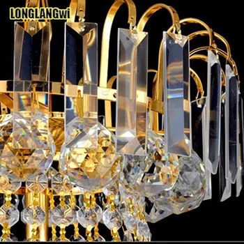 Aukso LED šiuolaikinės Krištolo Sietynai Šviesos kambarį viešbučio fojė Liustra apšvietimo