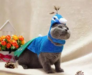 Aukščiausios klasės pet šuo, katė mados Helovinas kostiumas šuniškas puikus Blue peacock drabužiai šuniuką, striukės šunims, katėms outwear drabužius 1pcs