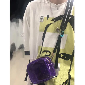 Berniukas, mergaitė mados M + RC NOIR crossbody maišelį pora violetinės, oranžinės spalvos fluorescencinė žalia skaidri atspindintis M + RC NOIR peties ba