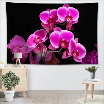 Custom Orchidėja, Gėlių siuvinėjimas sienos kabo gobelenas namų puošybai stačiakampio miegamojo sienos meno gobelenas 140X250cm