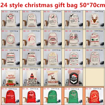 Didmeninė Kalėdų dovanų maišeliai 50pcs/daug medvilnės, 50*70cm Drobės Santa Maišas briedžių Santa Claus Raišteliu Didelis Virvės laikymo krepšiai