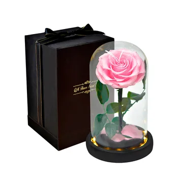Dirbtinis Eternal Rose LED Šviesos, Grožio, Romantiškos Stiklo Rose Dekoro Stiklo Dangtis Namų Dekoro Valentino Diena, Motinos Diena Dovanos
