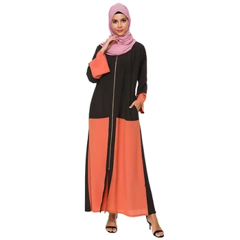 Elegantiškas Musulmonų Abaja Maxi Suknelė Zpper Susiuvimo Megztinis Ilgas Chalatas, Chalatai Kimono Jubah Eid Ramadanas Eid Kaftan Islamo Apranga