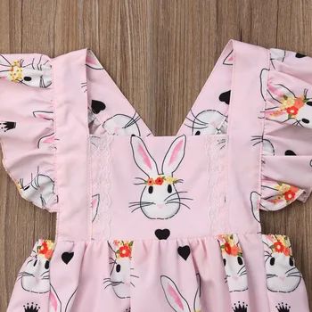 Emmababy 2019 Naujas Prekės Ženklas Naujagimiui Merginos Easter Bunny Backless Bodysuit Komplektus Drabužių Sunsuit