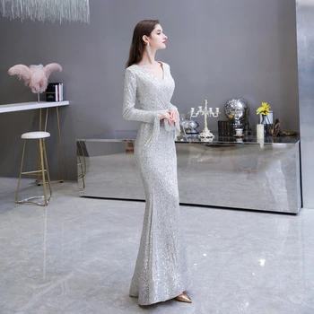 Ilga Juoda Vakarinę Suknelę 2020 China Visą Rankovėmis V-Kaklo Undinė Diržas Tinka Grindų Ilgis Prom Šalis Suknelė Frocks Vaikščioti Šalia Jūsų