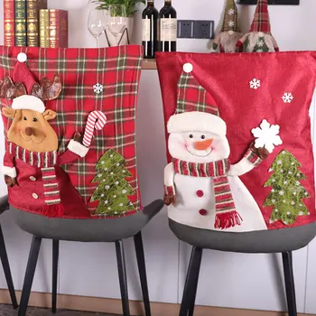 Kalėdinė Dekoracija Raudona Grotelės Sniego Santa Claus Kėdė Galinį Dangtelį Kūrybos Kėdė Galinį Dangtelį Helovinas Šaliai Dekoro