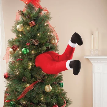 Kalėdų Eglutė Stick Santa Spardyti Kojas for Chrismas Medžio Dekoratyvinis Durų Ornamentu Patalpų Pliušinis Dekoro MDJ998