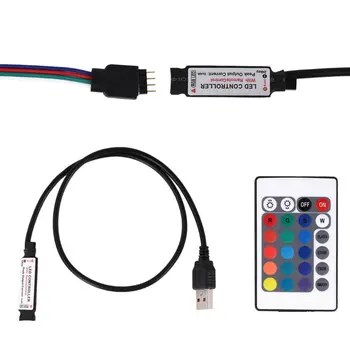 Karšto RGB LED Šviesos Juostelės Lanksčios Juostelės Juostelės USB 5V Kabelis 24Key Nuotolinio Vandeniui TV Ekrano Fono Namų Puošybai Lempos