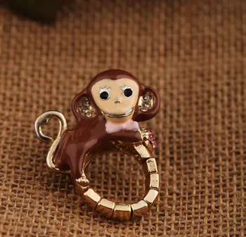 Kissme Unikalus Daugiaspalvis Emalio Cute Little Monkey Elastinga Piršto Žiedai Moterų Mados, Papuošalai, Aksesuarai, Didmeninė Fabrikas
