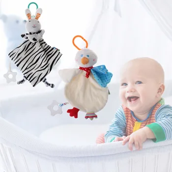 Kūdikio Žindukas Seilių Rankšluostį Animacinių Filmų Triušis Antis Mielas Pliušinis Žaislai, Naujagimių Slaugos Piskliwy Žaislas Su Teether Minkštos Lėlės, Daugiafunkcinis