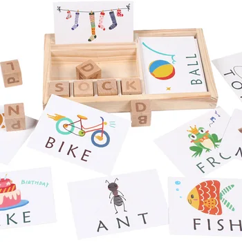 Kūdikių Rašybos Anglų Kalbos Žodis Žaidimas Laiškai Kartono Žaislas Vaikams, Vaikų Medinis Žaislas Ankstyvojo Ugdymo Nušvitimą Produktus