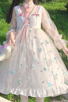 Lolita dress Nemirtingas Oro Mori Aikštėje Apykaklės Gėlių Tinklelio viso Kūno Suknelė Pasakų 2020 Naujas Summerrenaissance princesė lolita lėlės