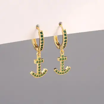 Madingas ir paprasta žalia cirkonis inkaro auskarai laukinių išskirtinį tendencija funky gražus žavinga ponios priedai