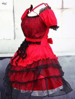 Mados Didelis Raudonų Medvilnės Verpalų, Klasikinis Lolita Dress Ainclu Vyriški Trumpomis Rankovėmis, Kinų Stiliaus Kamuolys Suknelė Lolita Princess Dress