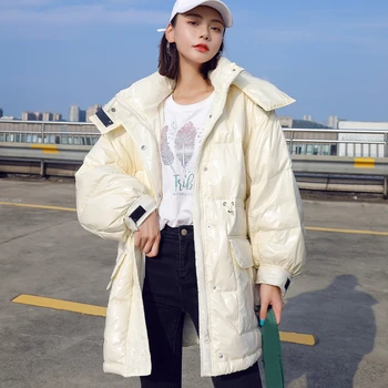 Max LuLu Žiemos Mados Korėjos Ponios Baltųjų Ančių Pūkais Jackets Womens Šiltas Tirštėti Paltai Atsitiktinis Gobtuvu Parkas Ilgų Palaidų Drabužių