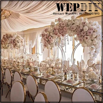 Metalo stalo centerpieces gėlių stovai gėlių kompozicijų reiškia vestuvių fonas