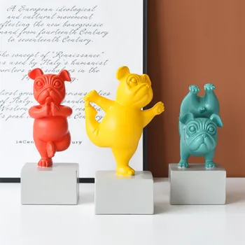 Mielas Animacinių filmų prancūzų Buldogas Statuette Ornamentai, Gyvūnų Statula Darbalaukio Dekoro Dervos Figūrėlės Amatų Vaikų Kambario Dekoravimas