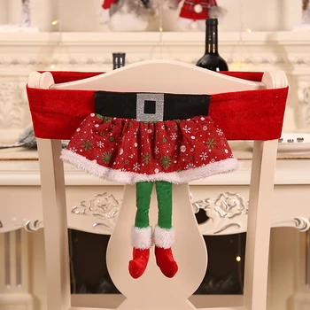 Mielas Santa Elf Gir Modelius Kalėdų Dekoratyvinis Kėdė Padengti Šeimos Restoranas Patogus Skalbti Mašinoje Namų Dekoro