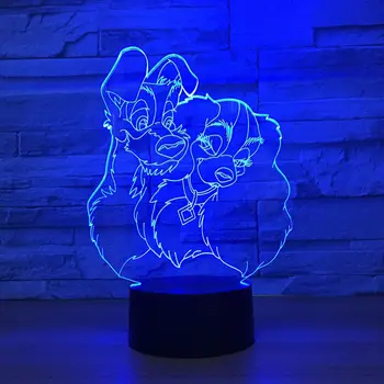 Mielas Šuo 3D šviesos Lempa 7 Spalvų Led Vaizdo 3D Naktį Žibintai Vaikams Liesti naktinė lempa USB šviesos Namų Dekoro Vaikams Dovanų Lašas Laivas