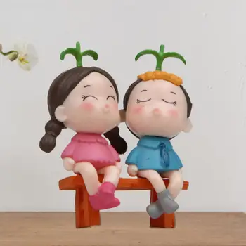 Miniatiūros Micro Sodo Apdailos PVC Animacinių filmų Kėdžių Pora Kraštovaizdžio Lėlės Ornamentu už Lėlių namelis