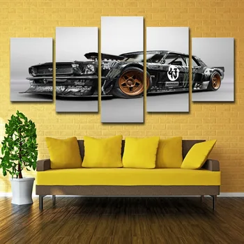 Modernus Plakatas Namų Dekoro Rėmo Sienos Menas Nuotraukas Kambarį 5 Gabalus HD Spausdinti Mustang Klasikinių Automobilių Tapybos Ant Drobės Pardavimas