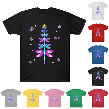 Moteriški marškinėliai Linksmų Kalėdų Eglutė Spausdinti marškinėliai trumpomis Rankovėmis O-kaklo Tees Viršuje Harajuku Atsitiktinis Moteris Tshirts Футболки