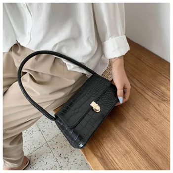 Moterų maišas 2020 metų vasaros naują korėjos versija, vienos peties įstrižainės maišelį tendencija pažastų maišelį purpurine krokodilo modelis krepšys