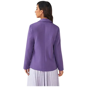 Moterų Violetinė Sportinius Megztinis Kailis 2019 ilgomis Rankovėmis Moterims Švarkai ir Striukės Ruched Nesimetriškas Atsitiktinis Verslo Kostiumas Outwear