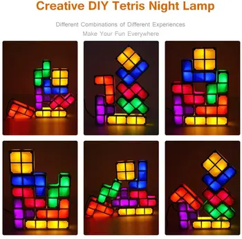 Naktį Šviesos 3d Tetris Didina Tangram Įspūdį LED 
