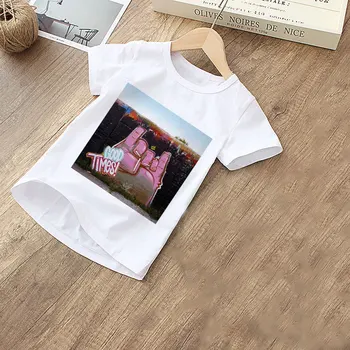 Naujas Grafiti T-shirt Mados Mergina Drabužius Šokių Baleto Spausdinti Baby Boy Marškinėliai Harajuku Dizaino Vaikiški Marškinėliai Apvalios Kaklo Kūdikių Marškinėliai