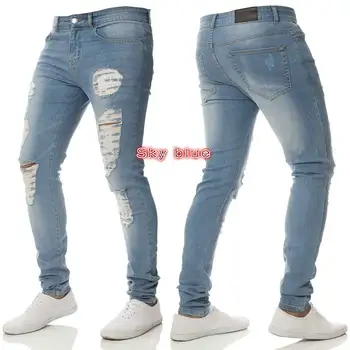 Naujas stilius ripped jeans Brand vyrų atsitiktinis visas rungtynes, džinsinio audinio kelnės skinny džinsai slim retro mados vyrų džinsai vyrų kelnės 2020 m.