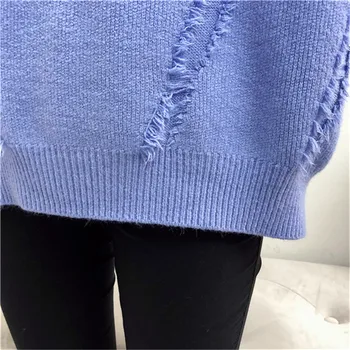 Pavasarį, Rudenį Džemperis Moterims 2019 Naujas Trumpas V-Kaklo Moterų Megztinis Megztinis Prarasti Didelio Dydžio Ponios Mezgimo Dugno Viršūnes Qw001